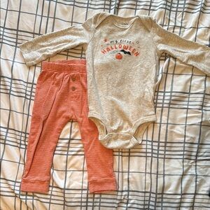 Gray and Orange Halloween Baby Outfit